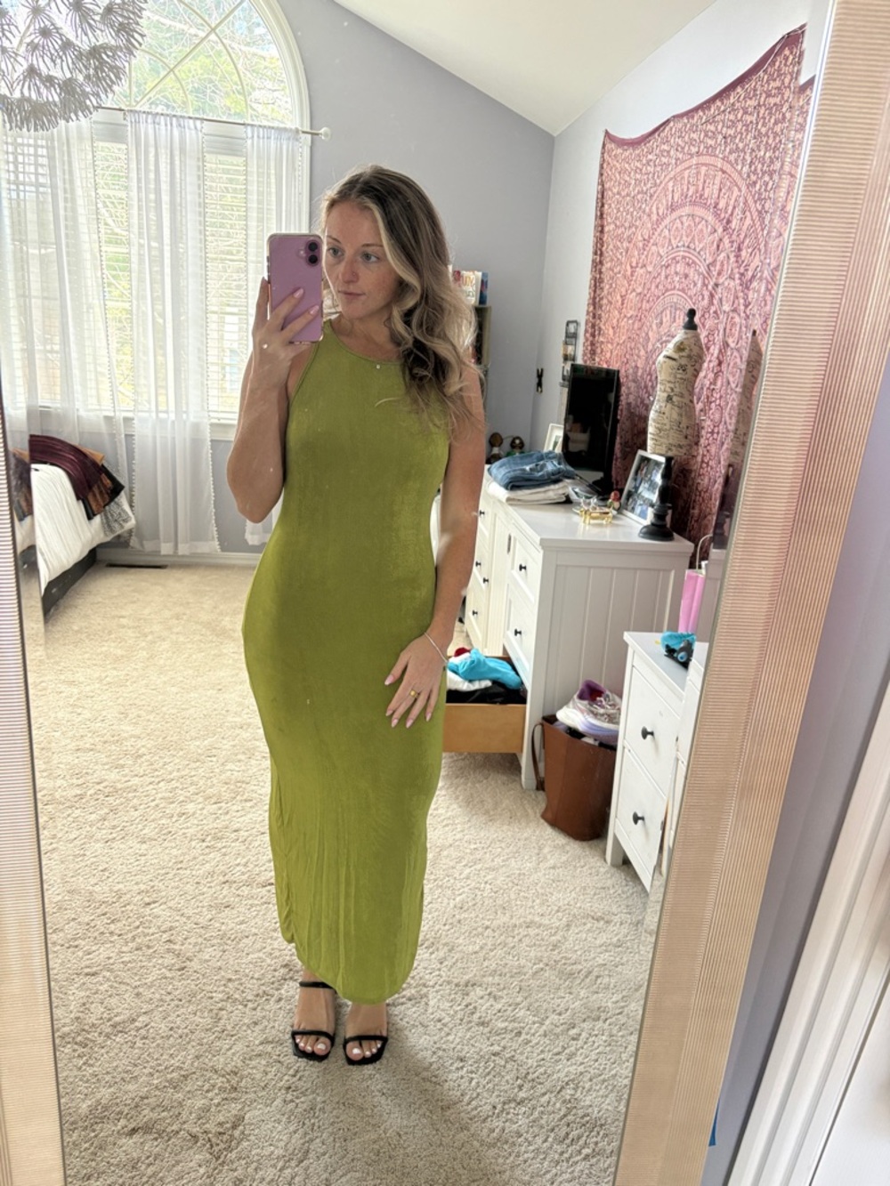 Rolla Coaster Green Maxi Dress Lined Size Medium